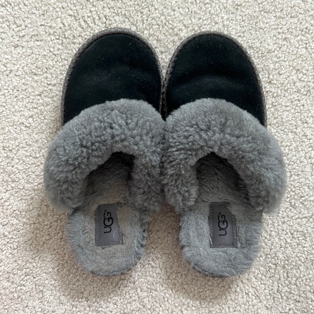 UGG black and grey slippers